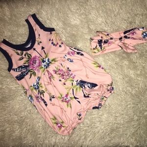 Custom made Romper/Top knot headband